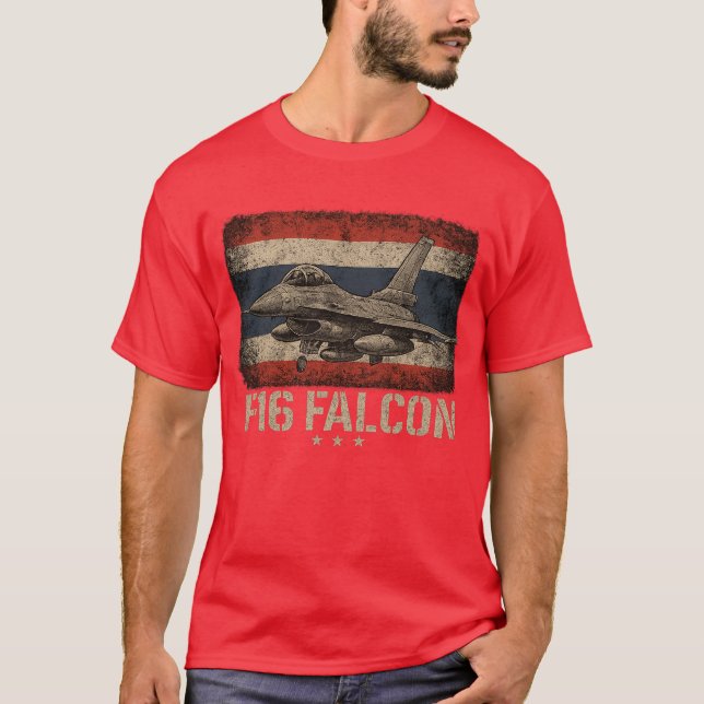 T-shirt f16 falcon jet patriotique avion vintage (Devant)