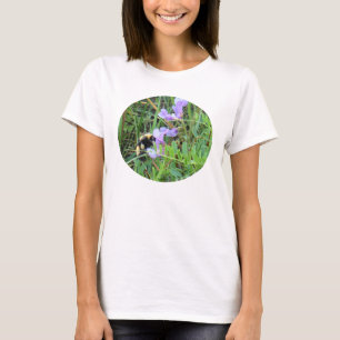 T-shirt F32w Abeille sur fleurs sauvages violettes