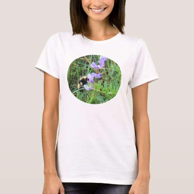 T-shirt F32w Bee sur Fleurs sauvages violets (Devant)