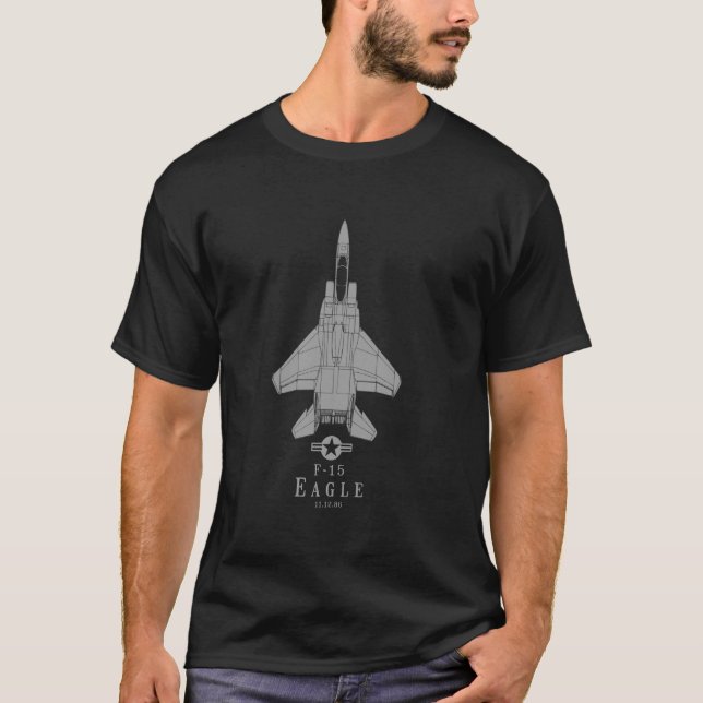 T-shirt F-15 Eagle Jet Fighter Avion Tech Print (Devant)