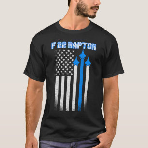 T-shirt F 22 Raptor American jet Distressed Drapeau