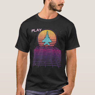 T-shirt F 22 Raptor Fighter Jet F18 Synthwave Retrowave Ae