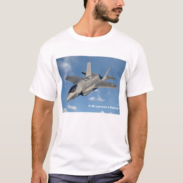 T-shirt F-35 Lightning II Panther Jet Fighter dans le ciel (Devant)