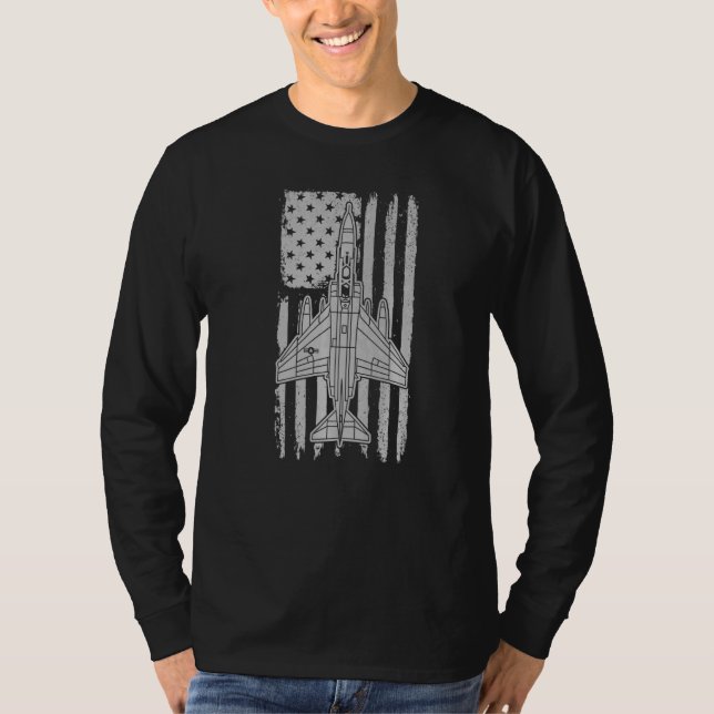 T-shirt F 4 Phantom Fighter Jet Airplane American Flag F4  (Devant)