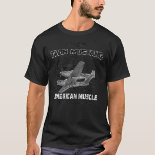 T-shirt F 82 Twin Mustang Avion American Muscle Vintage