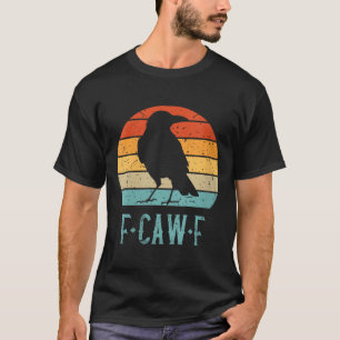 T-shirt F-caw-f Black Crow Black Bird Retro Sunset
