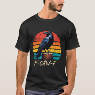 T-shirt F-caw-f Black Crow Black Bird Retro Sunset Vintage