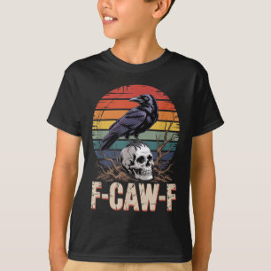 T-shirt F-caw-f Corbeau crâne gothique Vintage soleil flor
