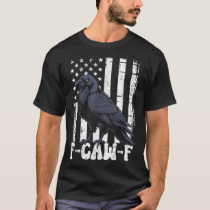 T-shirt F Caw F Corbeau Noir Oiseau Noir Rétro Drapeau Usa