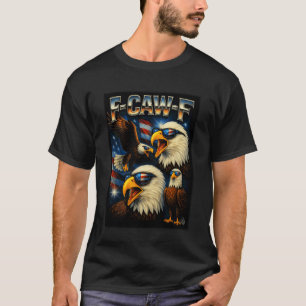 T-shirt F-Caw-F Hommes Femmes Drôle Aigle Chauve Drapeau A