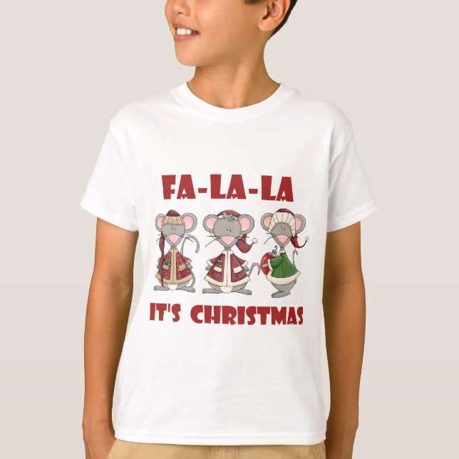 T-shirt Fa La La Christmas Mice Holidays (Devant)
