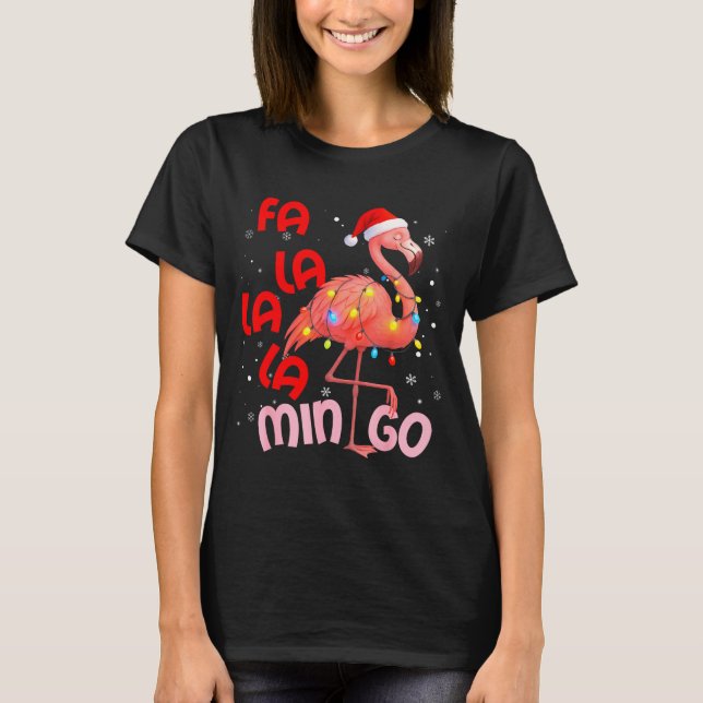 T-shirt Fa La La La Mingo Flamingo Christmas Men Women Kid (Devant)