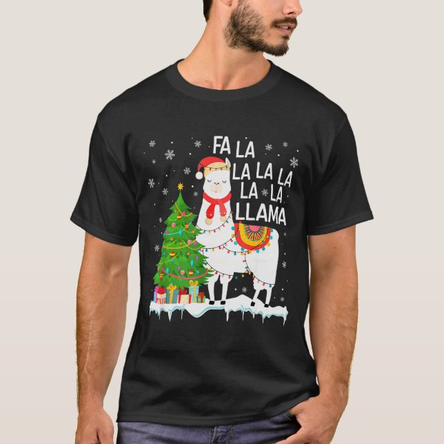 T-shirt Fa La La Llama Christmas Funny Xmas Pajamas Animal (Devant)
