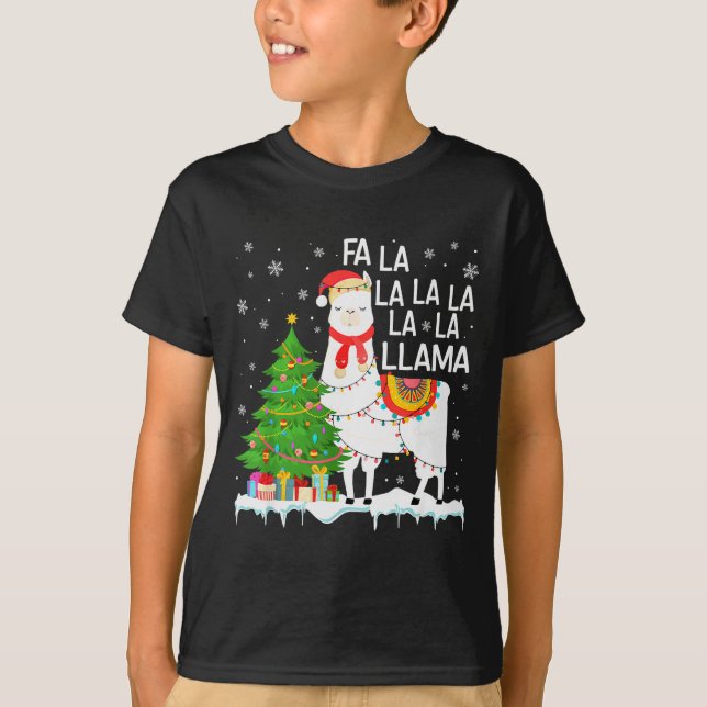T-shirt Fa La La Llama Christmas Funny Xmas Pajamas Animal (Devant)