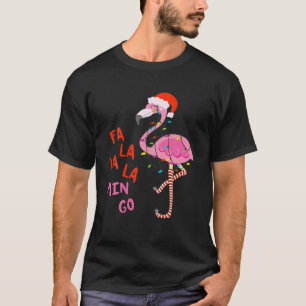 T-shirt Fa La La Mingo Flamant rose Pour Noël Noël Noël No