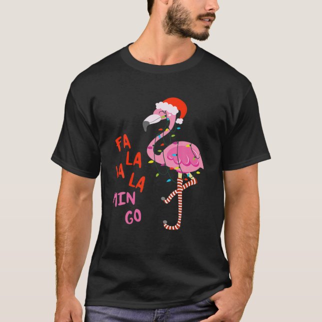 T-shirt Fa La La Mingo Flamant rose Pour Noël Noël Noël No (Devant)