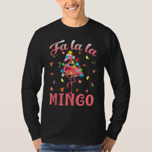 T-shirt Fa La La Mingo Flamingo Guirlande de Noël Trop