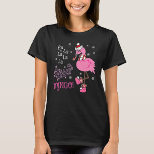 T-shirt Fa La La Mingo Noël Flamingo Père Noël Canne de Bo