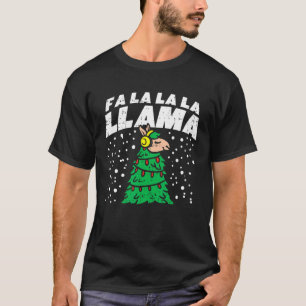 T-shirt Fa la Llama Arbre de Noël Alpaca Xmas Animal L