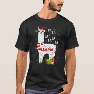T-shirt Fa La Llama Feu Noël Père Noël Llama Noël