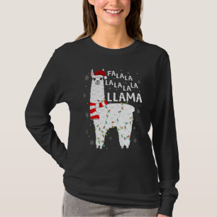 T-shirt Fa La Llama Lumières Noël Santa Hat Llama Christa