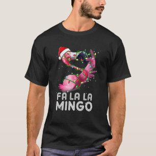 T-shirt Fa La Mingo Flamant rose Christmas Tree Lights Tro