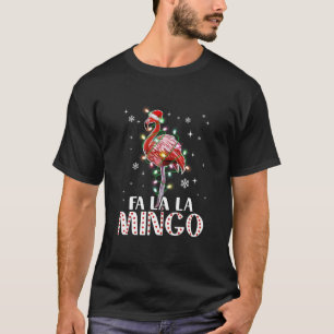 T-shirt Fa La Mingo Flamant rose Christmas Tree Lights Tro