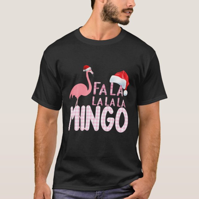 T-shirt Fa La Mingo Flamingo For Christmas (Devant)