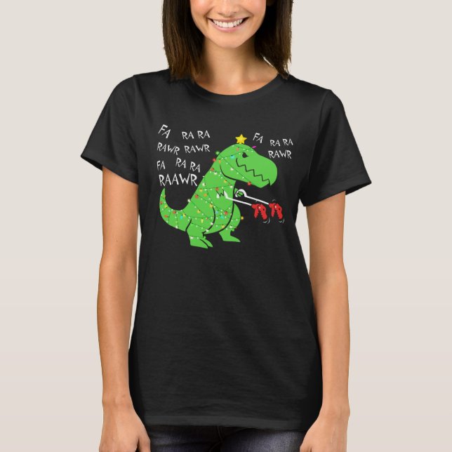 T-shirt Fa Ra Ra Rawr Noël Dinosaure Drôle Avec Xma (Devant)
