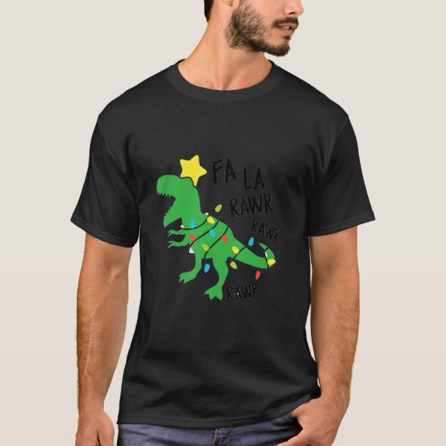 T-shirt Fa Ra Rawr Père Noël Rex Dinosaur Noël Dino Xm (Devant)