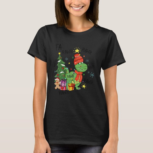 T-shirt Fa Rawr Rawr rex Christmas (Devant)