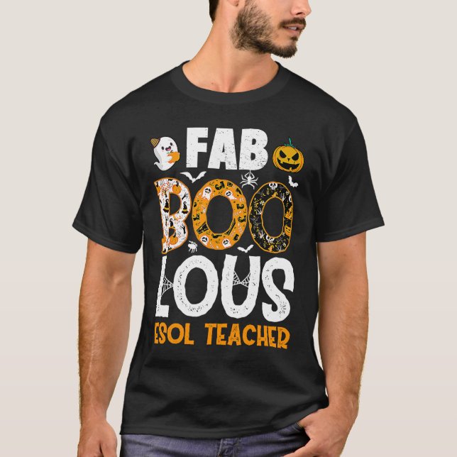 T-shirt Fabole ESL Enseignant Éffrayant Enseignant Hallowe (Devant)