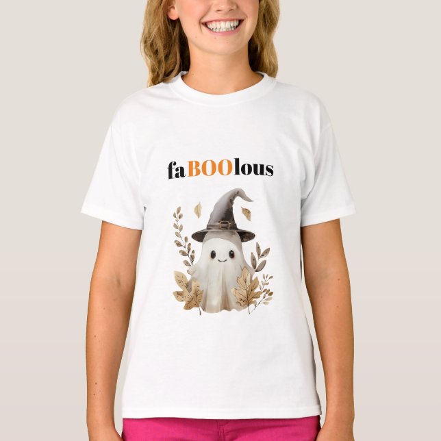 T-shirt FaBOOlous Kid's mignon sorcière fantôme (Devant)