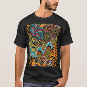 T-shirt Fabric africain : Patchwork d'animaux sauvages.