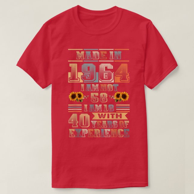 T-shirt Fabriqué 1964 18 Ans 40 Ans Anniversaire  (Design devant)