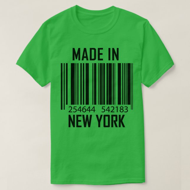 T-shirt Fabriqué à New York Code barre amusant (Design devant)