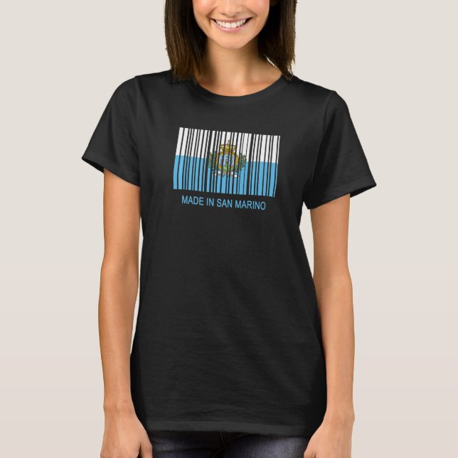 T-shirt Fabriqué à San Marino Indicateur Code barre Premiu (Devant)