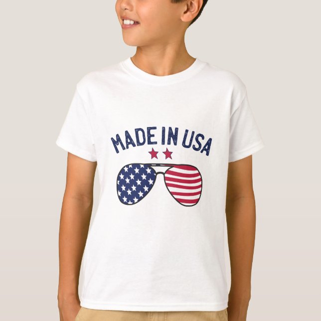 T-shirt Fabriqué aux États-Unis États-Unis Drapeau lunette (Devant)