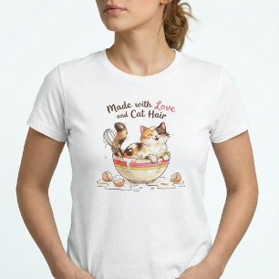 T-shirt Fabriqué avec amour et poils de chat Maman de chat