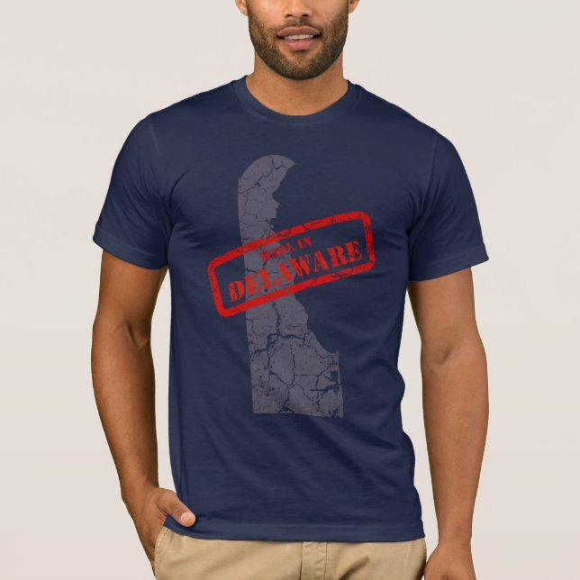 T-shirt Fabriqué dans le Delaware Grunge Map Navy Blue T-s (Devant)