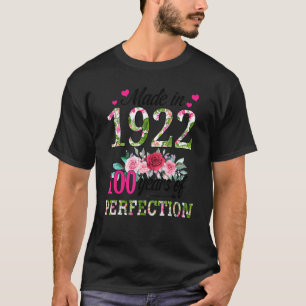 T-shirt Fabriqué En 1922 Floral 100 Ans 100e Anniversaire 