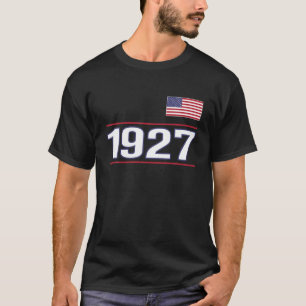 T-shirt Fabriqué en 1927 Anniversaire américain Drapeau ca