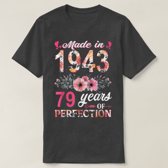 T-shirt Fabriqué En 1943 Floral 79 Ans 79e Anniversaire Ca (Design devant)