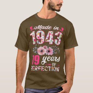 T-shirt Fabriqué En 1943 Floral 79 Ans 79e Anniversaire Ca