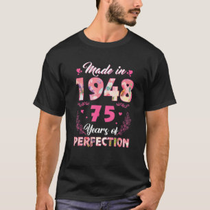 T-shirt Fabriqué En 1948 Floral 75 Ans 75ème Anniversaire
