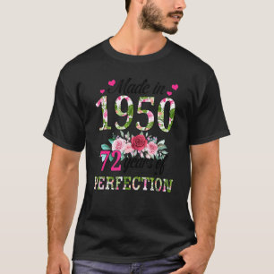 T-shirt Fabriqué En 1950 Floral 72 Ans 72e Anniversaire Wo