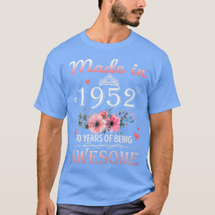 T-shirt Fabriqué En 1952 Floral 70 Ans 70e Anniversaire Ca