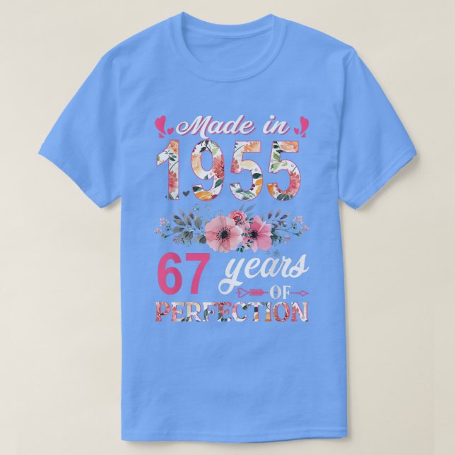 T-shirt Fabriqué En 1955 Floral 67 Ans 67e Anniversaire Ca (Design devant)