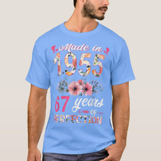 T-shirt Fabriqué En 1955 Floral 67 Ans 67e Anniversaire Ca