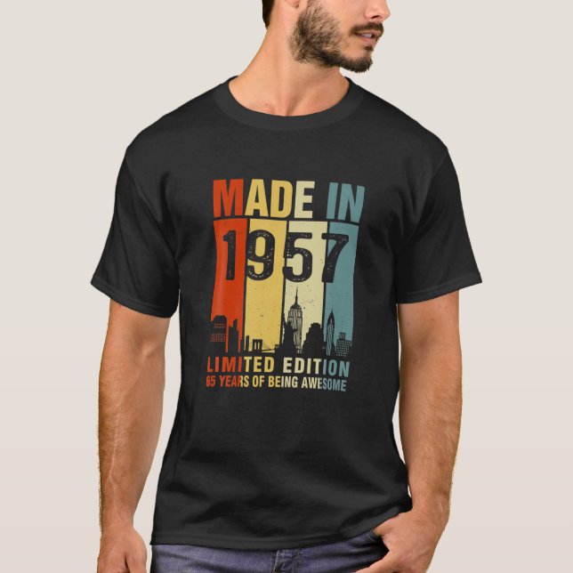 T-shirt Fabriqué En 1957 Édition Limitée 65 Ans D'Être Awe (Devant)